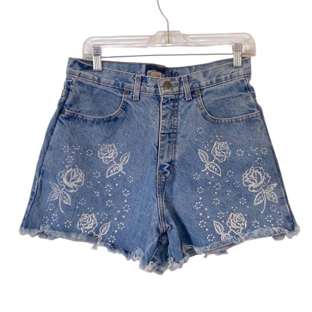 Vintage Dixie 90s/Y2K Liquid Clothing jean shorts white rose high rise size M